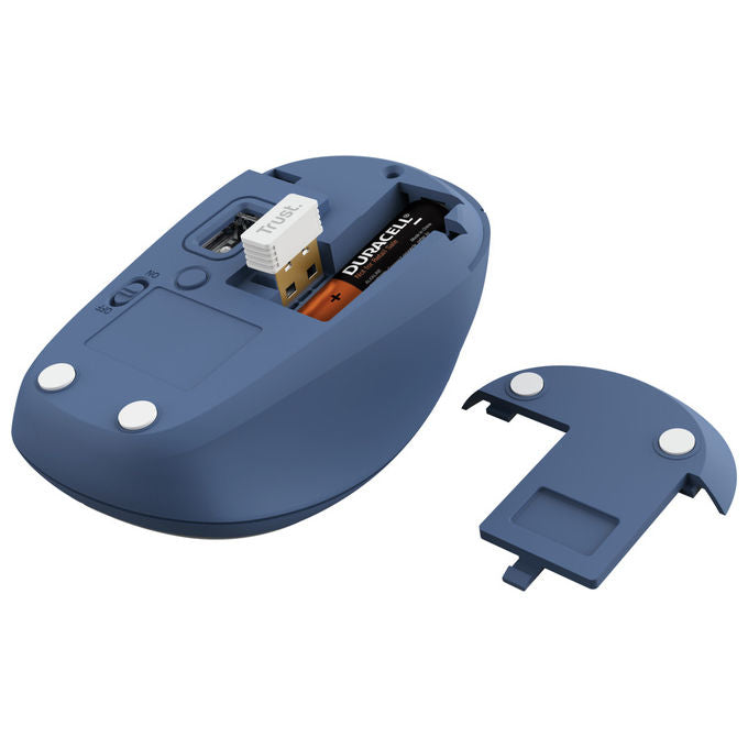 Trust Yvi+ Mouse Wireless Bluetooth Ottico 1600 DPI Ambidestro Blu