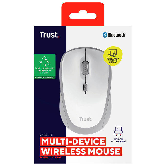 Trust Yvi+ Mouse Wireless Bluetooth Ambidestro 1600 DPI