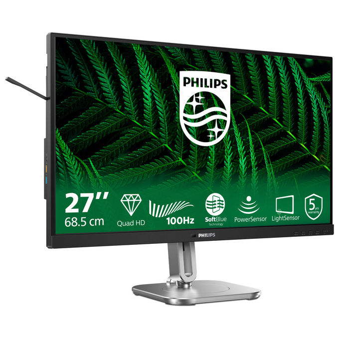 Philips 27B2G5500 Serie 5000 Monitor PC 27'' QHD IPS 100Hz 4ms Hub USB 3.2 Altoparlanti 6W 2xHDMI DP colore Antracite