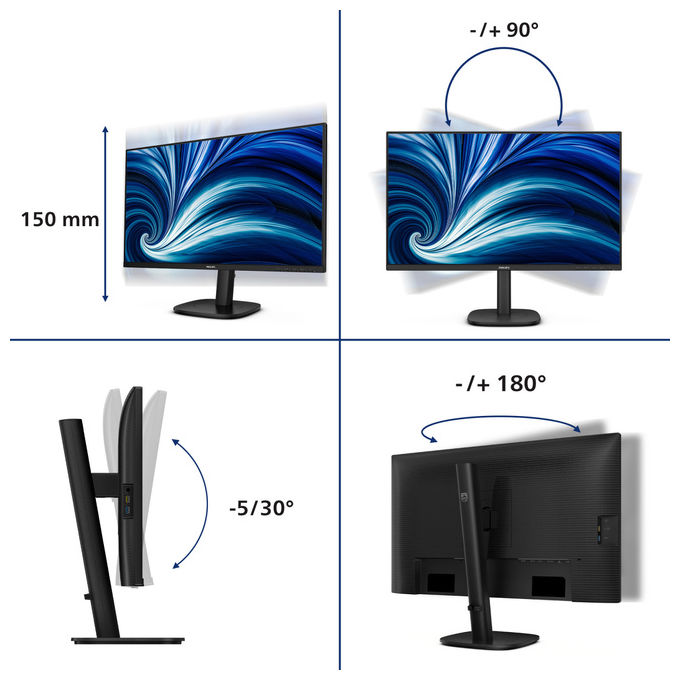 Philips Monitor Pc 27'' QHD 27B2U3601-00 Lcd Nero
