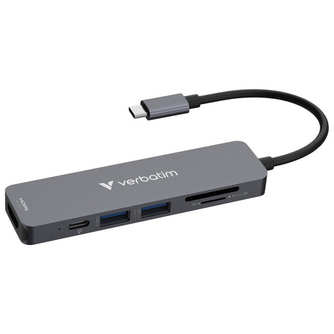Verbatim Hub USB-C 3.2 Gen 1 Grigio con HDMI e Lettore Schede
