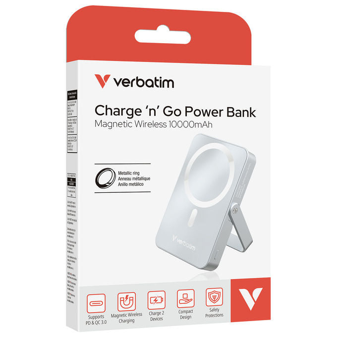 Verbatim Power Bank 10000 mAh Wireless Magnetico Blu