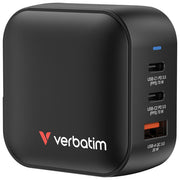 Verbatim Mini Caricatore GaN 70W, 3 Porte USB, Nero
