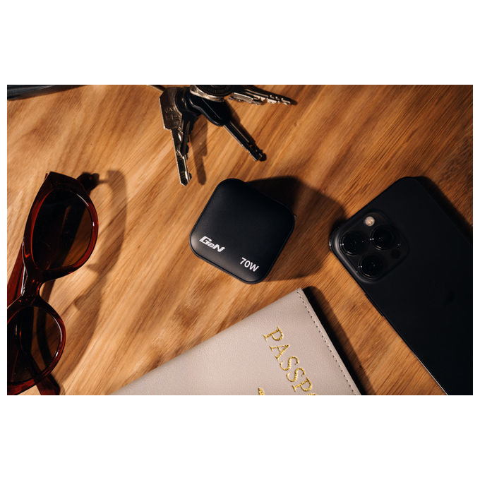 Verbatim Mini Caricatore GaN 70W, 3 Porte USB, Nero