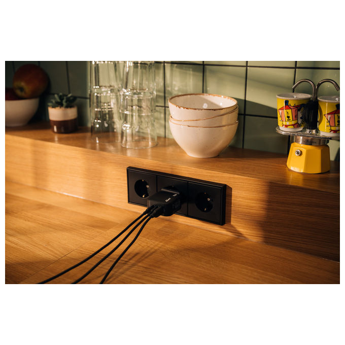 Verbatim Mini Caricatore GaN 70W, 3 Porte USB, Nero
