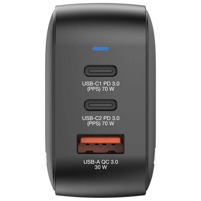 Verbatim Mini Caricatore GaN 70W, 3 Porte USB, Nero