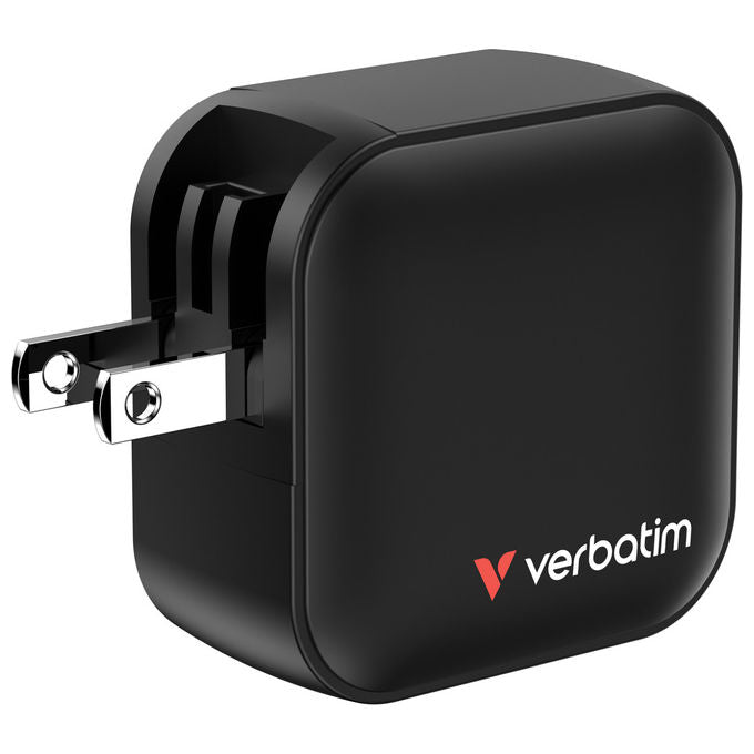 Verbatim Mini Caricatore GaN 70W, 3 Porte USB, Nero