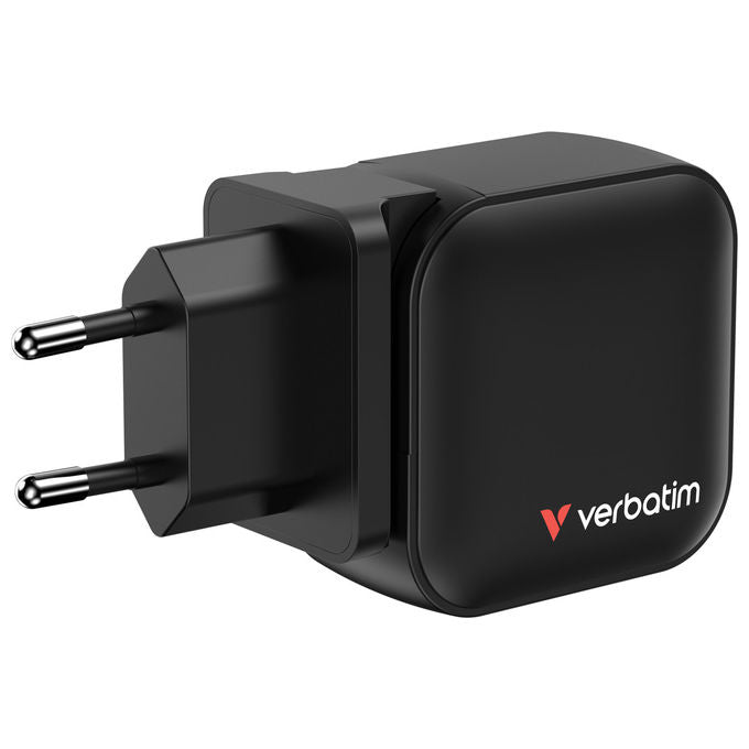 Verbatim Mini Caricatore GaN 70W, 3 Porte USB, Nero