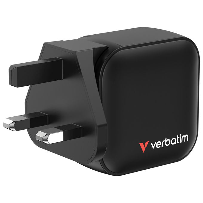Verbatim Mini Caricatore GaN 70W, 3 Porte USB, Nero