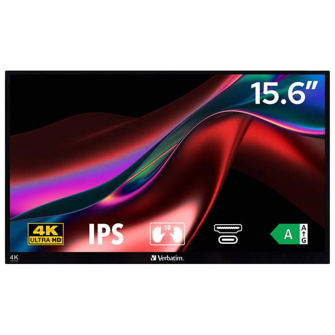 Verbatim Monitor 15.6'' 4K Ultra HD Touchscreen Nero