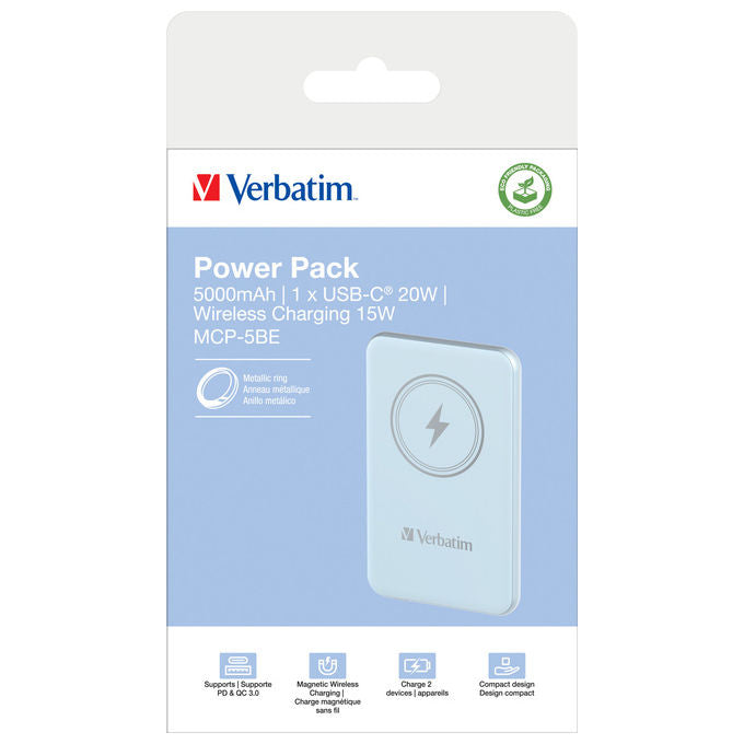 Verbatim Power Bank Magnetico Wireless 5000 mAh Blu