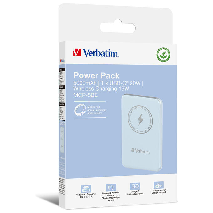 Verbatim Power Bank Magnetico Wireless 5000 mAh Blu