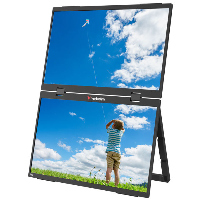 Verbatim Monitor Portatile 15.6'' FHD Dual Essentials Nero