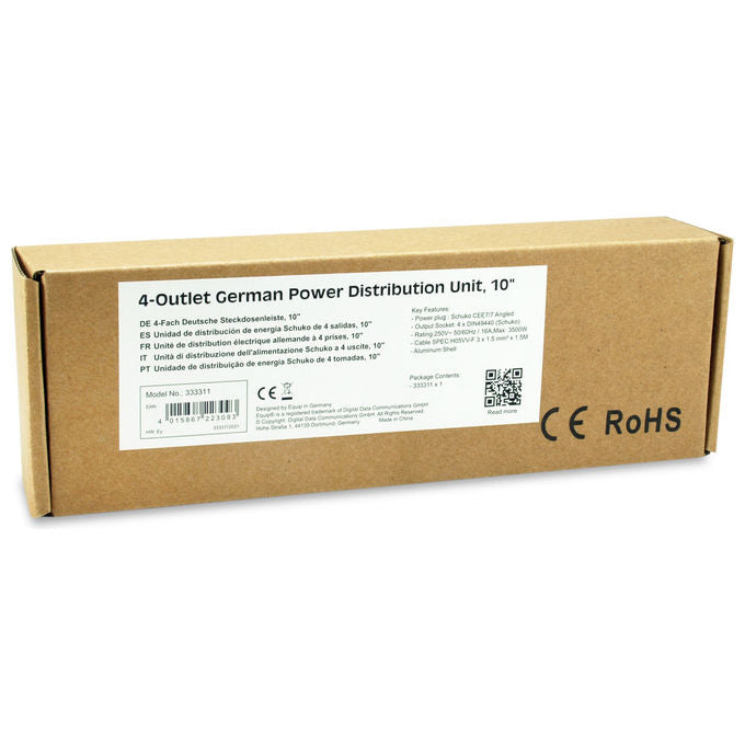Equip Multipresa PDU 4 Prese Schuko 1U Rack