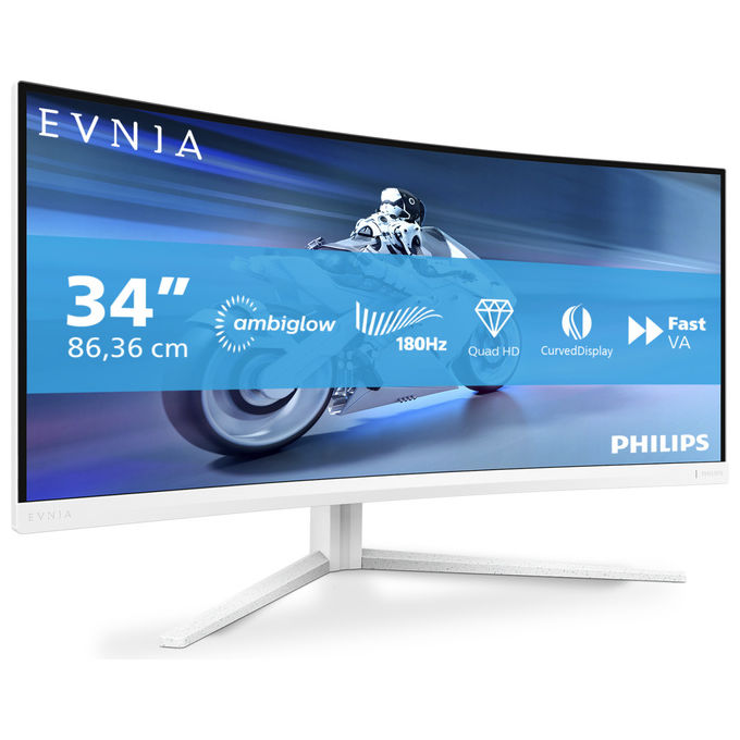 Philips Evnia 34M2C5501A Monitor Gaming Curvo 34'' WQHD Bianco