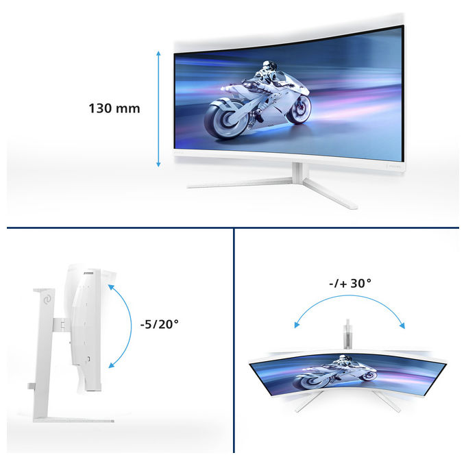 Philips Evnia 34M2C5501A Monitor Gaming Curvo 34'' WQHD Bianco