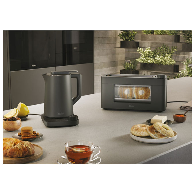Haier HKE7W 011 Bollitore Elettrico 1,3 L 2200 W 21 Programmi Controllo Temperatura Display LCD colore Grigio