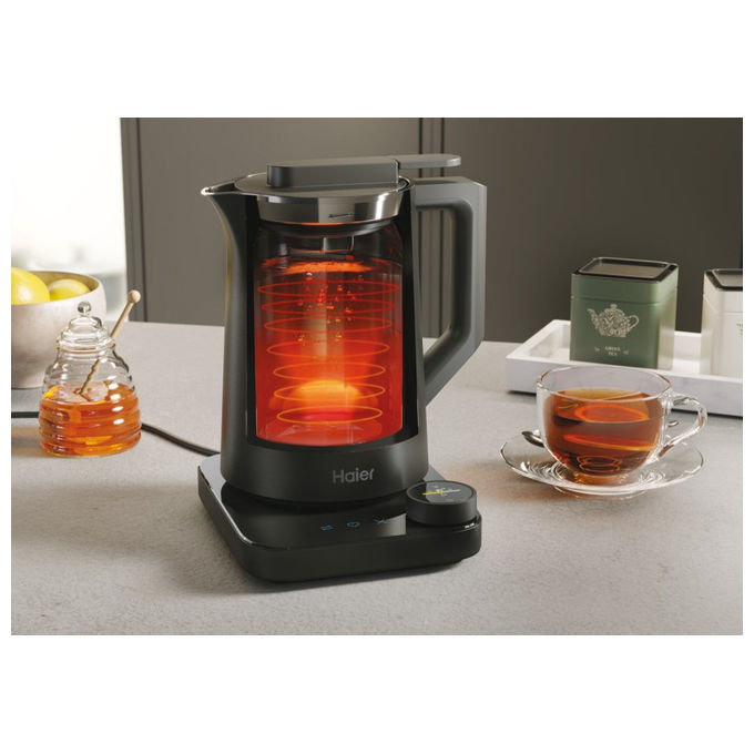 Haier HKE7W 011 Bollitore Elettrico 1,3 L 2200 W 21 Programmi Controllo Temperatura Display LCD colore Grigio