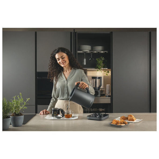 Haier HKE7W 011 Bollitore Elettrico 1,3 L 2200 W 21 Programmi Controllo Temperatura Display LCD colore Grigio