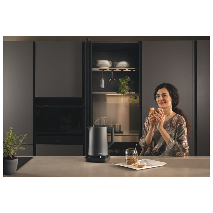 Haier HKE7W 011 Bollitore Elettrico 1,3 L 2200 W 21 Programmi Controllo Temperatura Display LCD colore Grigio