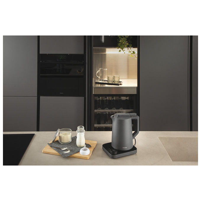 Haier HKE7W 011 Bollitore Elettrico 1,3 L 2200 W 21 Programmi Controllo Temperatura Display LCD colore Grigio