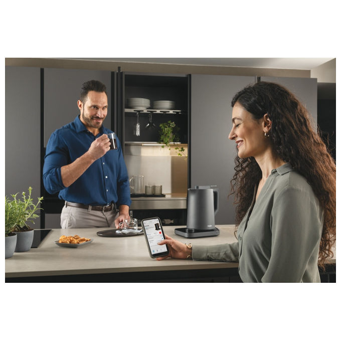 Haier HKE7W 011 Bollitore Elettrico 1,3 L 2200 W 21 Programmi Controllo Temperatura Display LCD colore Grigio