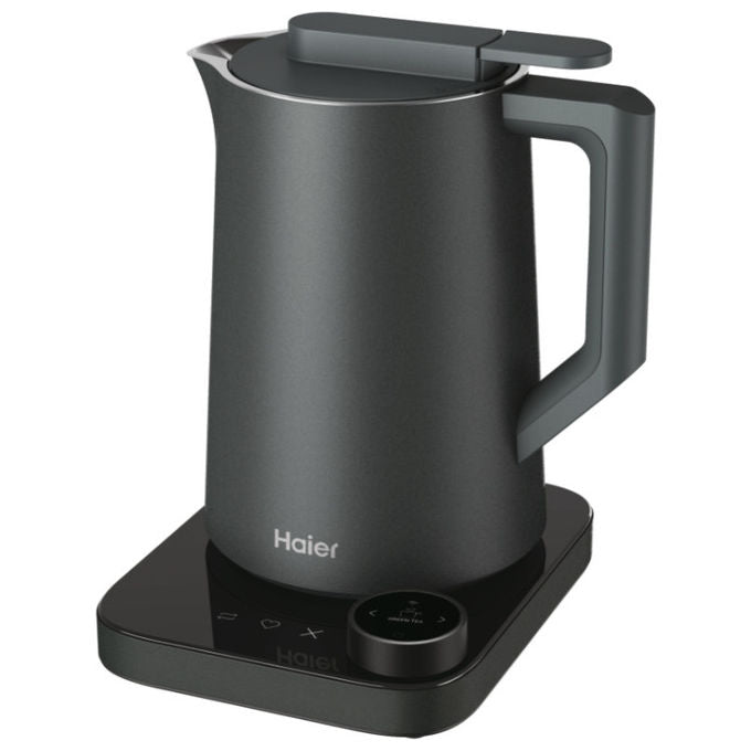 Haier HKE7W 011 Bollitore Elettrico 1,3 L 2200 W 21 Programmi Controllo Temperatura Display LCD colore Grigio