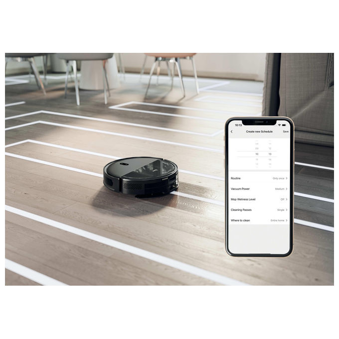 Hoover HG230H 011 Turbo Slim Robot aspirapolvere Laser 0.25 L autonomia 160 min Wi-Fi App mappatura colore Nero