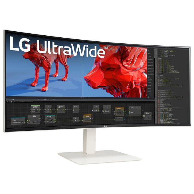 LG 38BR85QC-W UltraWide Monitor PC Curvo 37.5'' Nano IPS WQHD+ 3840x1600 144Hz 1ms HDR600 USB-C 90W KVM colore Bianco