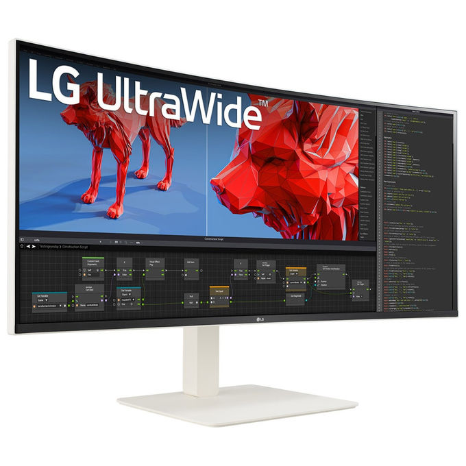 LG 38BR85QC-W UltraWide Monitor PC Curvo 37.5'' Nano IPS WQHD+ 3840x1600 144Hz 1ms HDR600 USB-C 90W KVM colore Bianco
