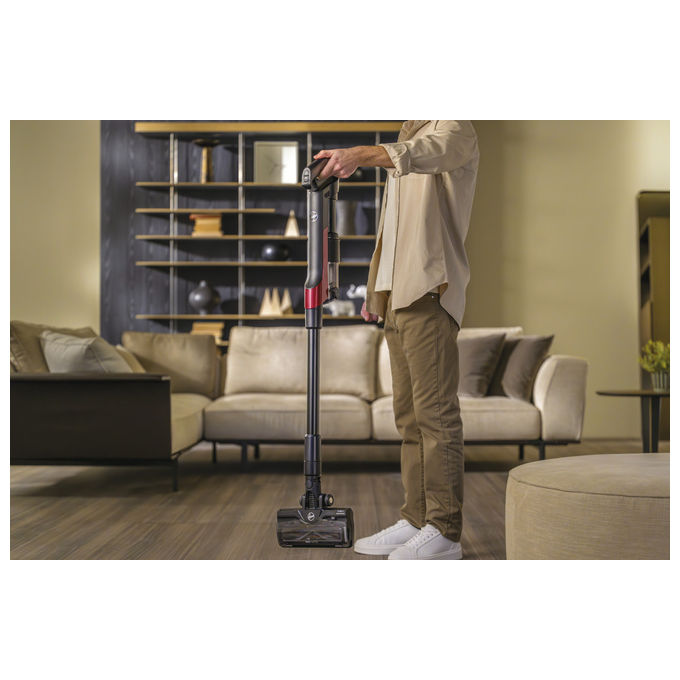 Hoover HF210H Scopa Elettrica 2 in 1 Senza Sacchetto Nero-Rosso