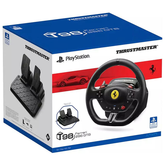 Thrustmaster T98-P Ferrari 296 GTB Volante e Pedali PS5 PS4 PC 25,5 cm 240° Plug and Play colore Nero