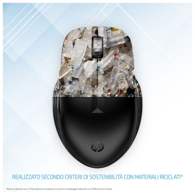 HP 3B4Q5UT Mouse Wireless Multi-Dispositivo 435 Ambidestro 4000 DPI RF Bluetooth 5 Tasti colore Nero