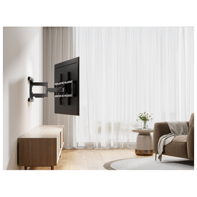 Equip Staffa TV Full Motion 43'' 100'' 2 Snodi VESA 800x400 Carico 60 Kg Gestione Cavi colore Nero