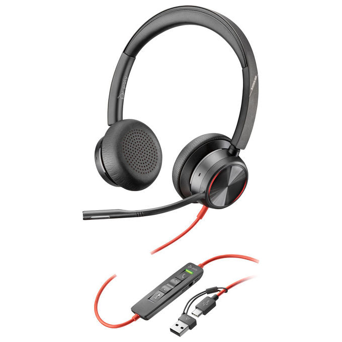 Poly Blackwire 8225 Cuffie Stereo USB-C con Adattatore
