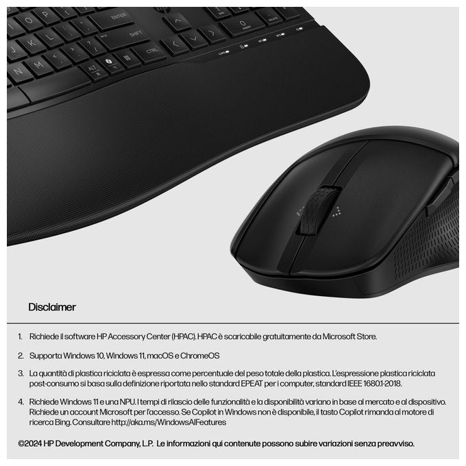 Hp 680 Comfort Dual-Mode Combo Tastiera e Mouse Italiana