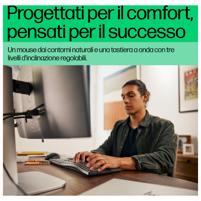 Hp 680 Comfort Dual-Mode Combo Tastiera e Mouse Italiana