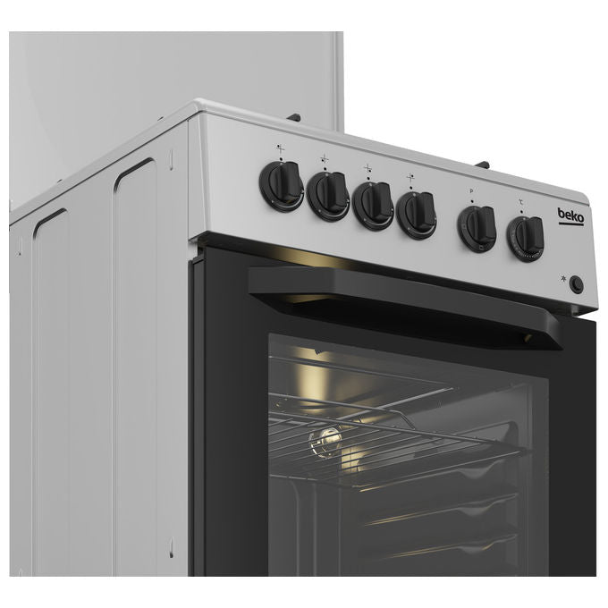 Beko CSS42014FS Cucina a Gas 4 Fuochi Forno Elettrico Statico 54 L Grill Classe A (85x50x50 cm) colore Nero Argento