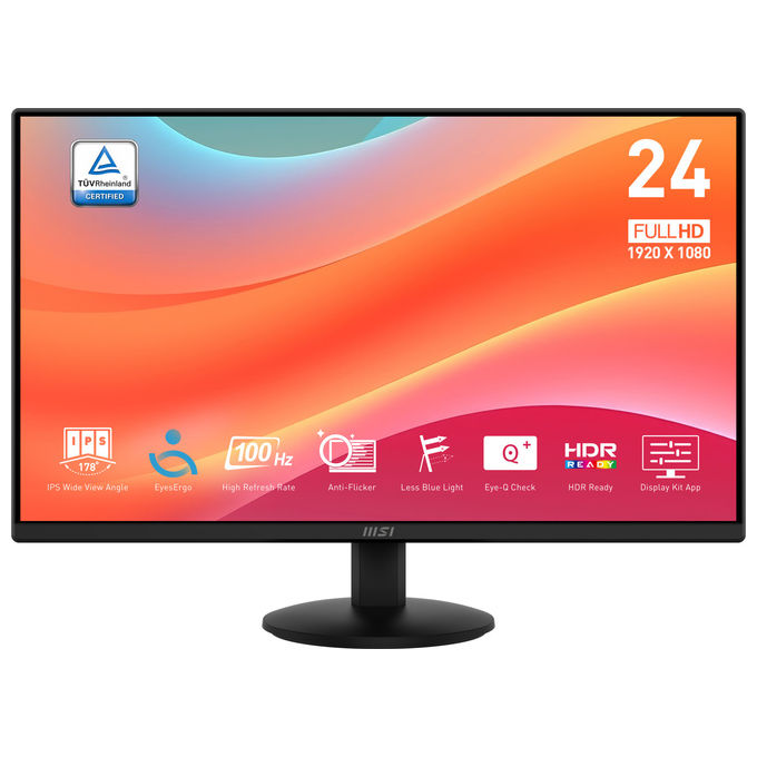 MSI PRO MP242L Monitor PC 23.8'' IPS FHD 1920x1080 100Hz HDR Ready Adaptive-Sync colore Nero