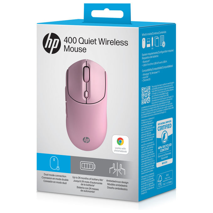 Hp Mouse Wireless Silenzioso 400 Rosa