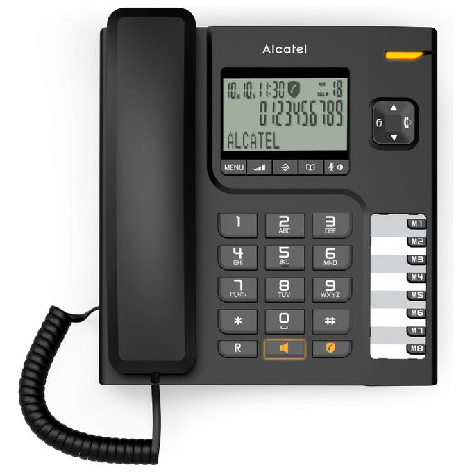 Alcatel ATL1423600 T78 Telefono Fisso a Filo Display Alfanumerico Vivavoce 8 Tasti Memoria Diretta Blocco Chiamate colore Nero