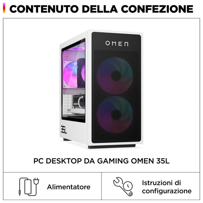 Hp Omen 35L Desktop Gaming Intel Core Ultra 9 RTX 5080 Windows 11 Nero