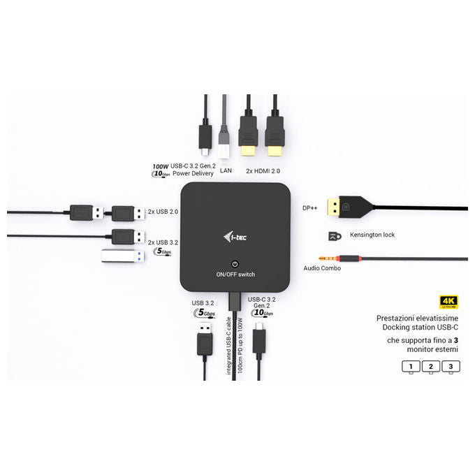 I-tec Docking Station USB-C DP Dual HDMI con Power Delivery 100W