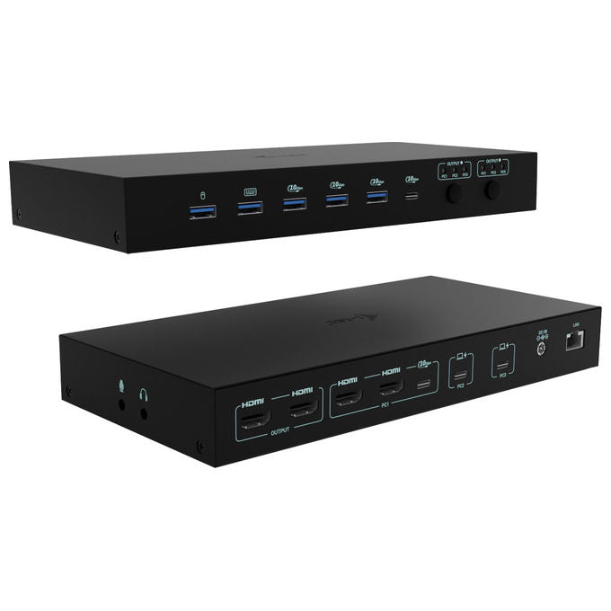 I-tec Docking Station USB-C KVM per 3 Host Doppio Video 92W