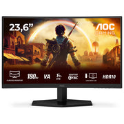 AOC Monitor Gaming Curvo 24'' Full Hd 180Hz Nero Rosso