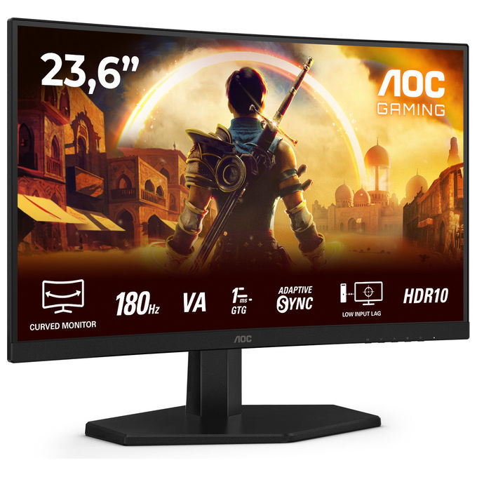 AOC Monitor Gaming Curvo 24'' Full Hd 180Hz Nero Rosso
