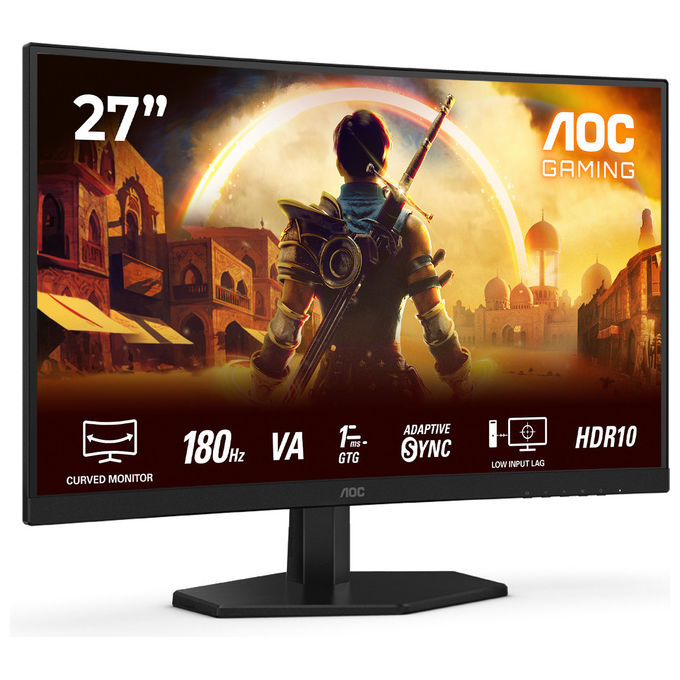 AOC C27G42E Monitor Gaming Curvo 27'' Full HD Fast VA 1500R 180Hz 1ms HDR10 AdaptiveSync Altoparlanti colore Nero Rosso