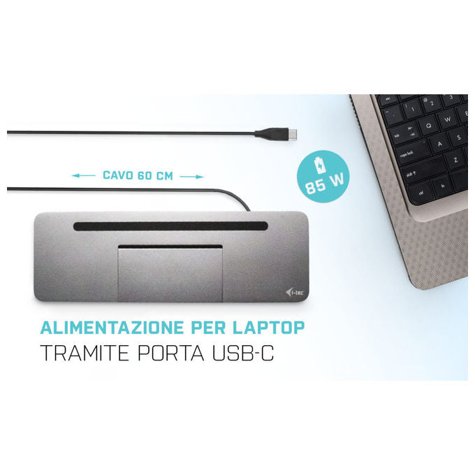 I-tec Docking Station Ergonomica 4K con Alimentatore 100W