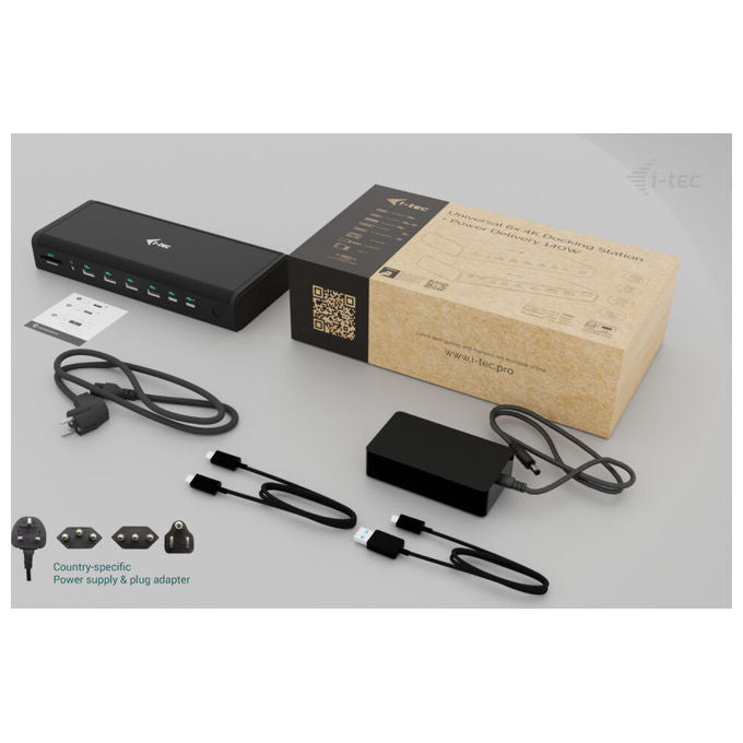 I-tec CA6MONITORDOCKPDIT Docking Station Universale 6 Monitor 4K 60Hz USB-C Power Delivery 140W LAN 2.5 Gbps colore Nero