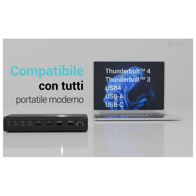 I-tec CA6MONITORDOCKPDIT Docking Station Universale 6 Monitor 4K 60Hz USB-C Power Delivery 140W LAN 2.5 Gbps colore Nero